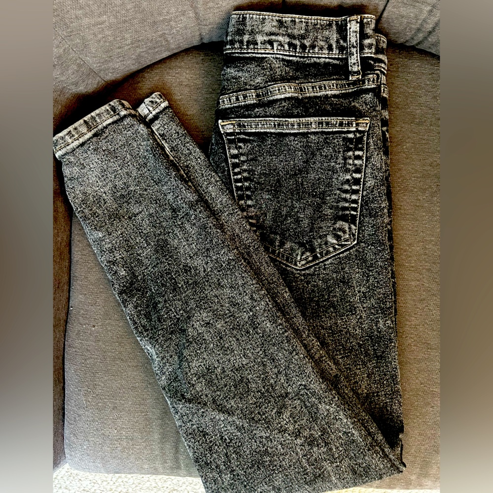 Topshop “Jamie” Acid Washed Black Denim